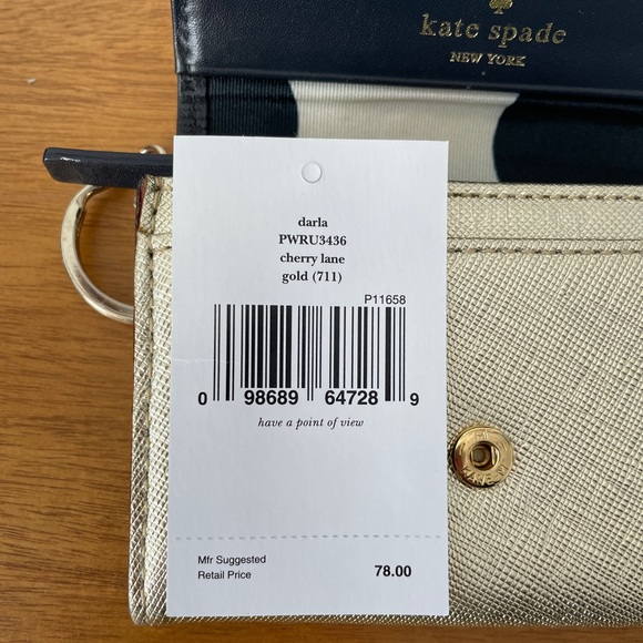 Kate Spade Mini Champagne Gold Trifold Wallet - Picture 7 of 9
